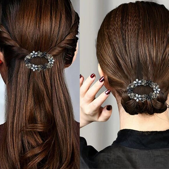3pcs Women Hair Barrettes Crystal Rhinestones Flowers Hair Clips Elegant Style main image 7